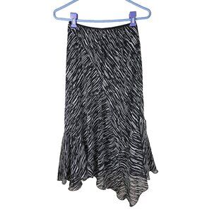 Vintage‎ Y2k Asymmetrical Hem Zebra Flowy Midi Skirt Whimsigoth Fairy Small